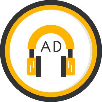 Audio Description Feature Glyph Two Color Circle vector