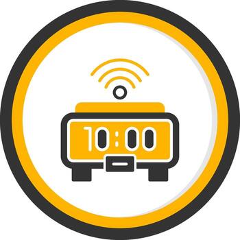 Digital Wall Clock Glyph Two Color Circle vector