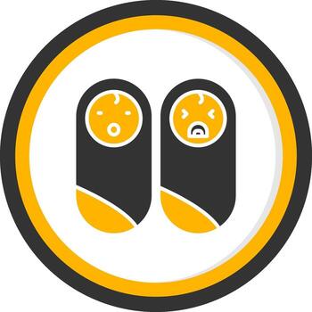 Identical Twins Babies Glyph Two Color Circle vector