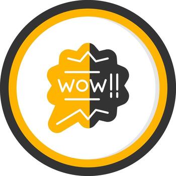 Wow Expression Text Glyph Two Color Circle vector
