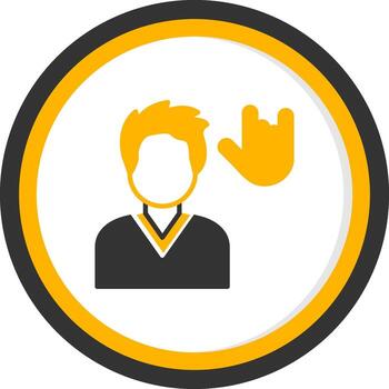 firmar idioma Interprete glifo dos color circulo vector