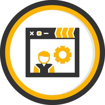 Actual trabajo en Progreso glifo dos color circulo vector