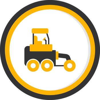 Road Grader Leveling Vehicle Glyph Two Color Circle vector