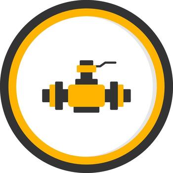 tubo fluir válvula glifo dos color circulo vector