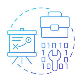 Planning blue gradient concept icon. Business strategy, corporate. Programming, coding. Round shape line illustration. Abstract idea. Graphic design. Easy to use in infographic, presentation vector