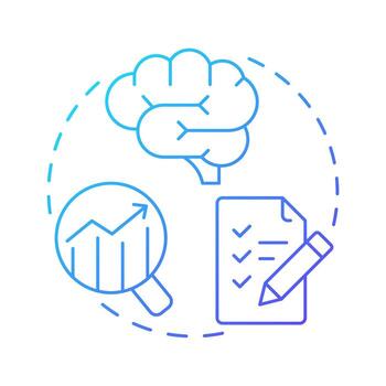 Requirements analysis blue gradient concept icon. Task list, brainstorm. Statistical graph. Round shape line illustration. Abstract idea. Graphic design. Easy to use in infographic, presentation vector