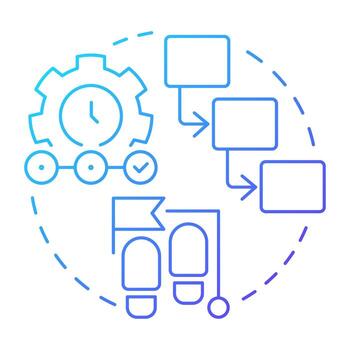 Waterfall model blue gradient concept icon. Workflow structure, organization. Goal, milestone. Round shape line illustration. Abstract idea. Graphic design. Easy to use in infographic, presentation vector