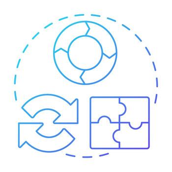 Iterative model blue gradient concept icon. Product development, workflow. Cycle diagram. Round shape line illustration. Abstract idea. Graphic design. Easy to use in infographic, presentation vector