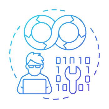 DevOps model blue gradient concept icon. Software developer, coding. IT operations. Round shape line illustration. Abstract idea. Graphic design. Easy to use in infographic, presentation vector