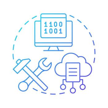 Test environment setup blue gradient concept icon. Cloud technology. Software engineering. Round shape line illustration. Abstract idea. Graphic design. Easy to use in infographic, presentation vector