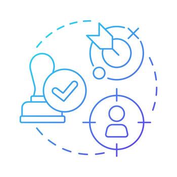 Acceptance testing blue gradient concept icon. Target customer, goal. User experience, assurance. Round shape line illustration. Abstract idea. Graphic design. Easy to use in infographic, presentation vector