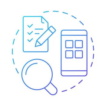 System testing blue gradient concept icon. Software engineering, quality assurance. Task list. Round shape line illustration. Abstract idea. Graphic design. Easy to use in infographic, presentation vector