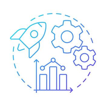 Performance testing blue gradient concept icon. Statistical graph, efficiency metric. Round shape line illustration. Abstract idea. Graphic design. Easy to use in infographic, presentation vector