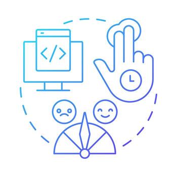 Usability testing blue gradient concept icon. Customer experience. Coding, programming. Round shape line illustration. Abstract idea. Graphic design. Easy to use in infographic, presentation vector