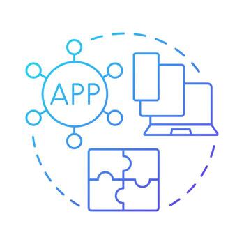 Compatibility testing blue gradient concept icon. Software development, crossplatform. Round shape line illustration. Abstract idea. Graphic design. Easy to use in infographic, presentation vector