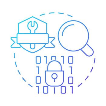 Security testing blue gradient concept icon. Access control. Cybersecurity, encryption. Round shape line illustration. Abstract idea. Graphic design. Easy to use in infographic, presentation vector