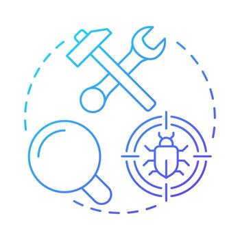 Detecting bugs blue gradient concept icon. Software engineering. System maintenance. Round shape line illustration. Abstract idea. Graphic design. Easy to use in infographic, presentation vector
