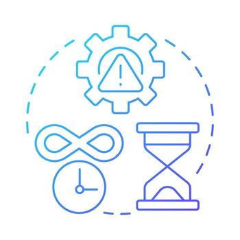 Exhaustive testing is impossible blue gradient concept icon. Time management, control. Round shape line illustration. Abstract idea. Graphic design. Easy to use in infographic, presentation vector
