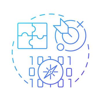 pruebas es dependiente del contexto azul degradado concepto icono. sistema análisis. codificación, programación. redondo forma línea ilustración. resumen idea. gráfico diseño. fácil a utilizar en infografía, presentación vector