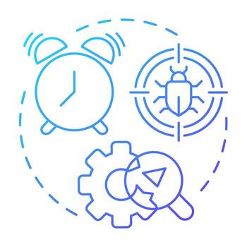 Early testing blue gradient concept icon. Bug analysis, tracking. Software engineering. Round shape line illustration. Abstract idea. Graphic design. Easy to use in infographic, presentation vector