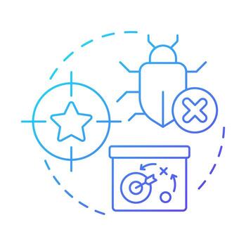 Absence of errors fallacy blue gradient concept icon. Bug analysis. Development strategy, goal. Round shape line illustration. Abstract idea. Graphic design. Easy to use in infographic, presentation vector