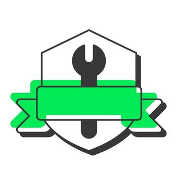 Software maintenance offset shadow line icon. Technical support, system. Cyber security, protection. Bold outline symbol with solid green fill. Modern flat illustration. Editable stroke vector