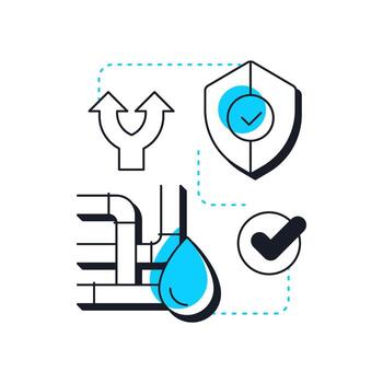 Efficient water allocation modern linear concept icon. Distribution. Strategy for increasing freshwater supply. Flat outline elements connected with dotted lines. Creative visual. Easy to edit vector