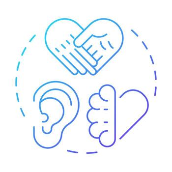 Empathy blue gradient concept icon. Understand needs of stakeholders. Corporate social responsibility pillar. Round shape line illustration. Abstract idea. Graphic design. Easy to use in booklet vector