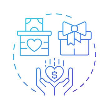 Philanthropic responsibility blue gradient concept icon. Business voluntary efforts. Type of corporate liability. Round shape line illustration. Abstract idea. Graphic design. Easy to use in booklet vector