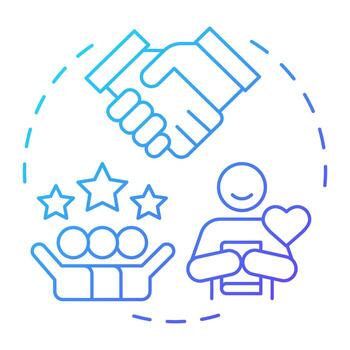 Build trust blue gradient concept icon. Fair customer service. Business responsibility. Pros of ethical branding. Round shape line illustration. Abstract idea. Graphic design. Easy to use in booklet vector