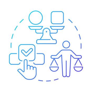 Right to choose blue gradient concept icon. Access to variety of products and services. Legal customer protection. Round shape line illustration. Abstract idea. Graphic design. Easy to use in booklet vector