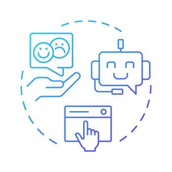 Customer experience blue gradient concept icon. User support. Artificial intelligence, chatbot. Round shape line illustration. Abstract idea. Graphic design. Easy to use in infographic, presentation vector