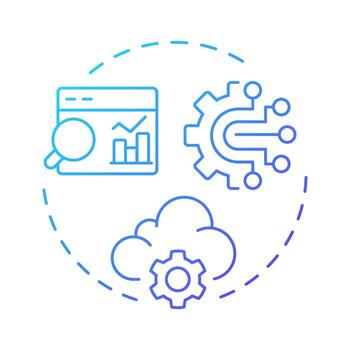 Digital operations blue gradient concept icon. Modern technology, ai. Statistical metrics. Round shape line illustration. Abstract idea. Graphic design. Easy to use in infographic, presentation vector
