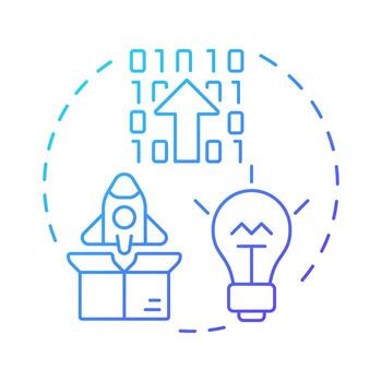 negocio modelos innovación azul degradado concepto icono. software desarrollo, codificación. redondo forma línea ilustración. resumen idea. gráfico diseño. fácil a utilizar en infografía, presentación vector