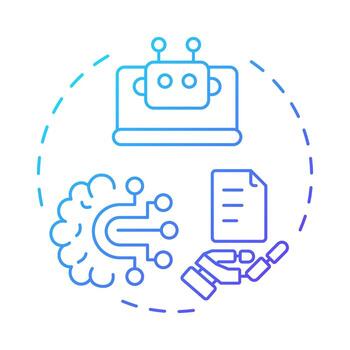 AI in business blue gradient concept icon. Documentation management, artificial intelligence. Round shape line illustration. Abstract idea. Graphic design. Easy to use in infographic, presentation vector