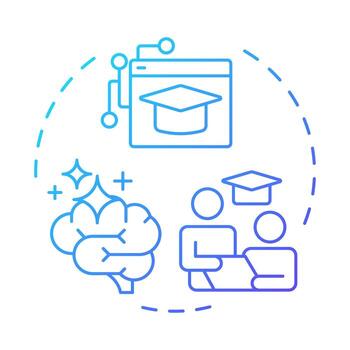 Digital literacy blue gradient concept icon. Student teaching. Education, knowledge. Round shape line illustration. Abstract idea. Graphic design. Easy to use in infographic, presentation vector