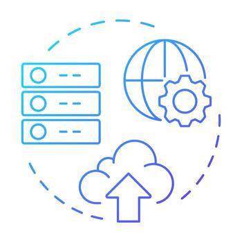 nube adopción azul degradado concepto icono. datos almacenamiento, servidores. Internet, red. redondo forma línea ilustración. resumen idea. gráfico diseño. fácil a utilizar en infografía, presentación vector