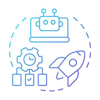Hyperautomation blue gradient concept icon. Task management, efficiency growth. Round shape line illustration. Abstract idea. Graphic design. Easy to use in infographic, presentation vector