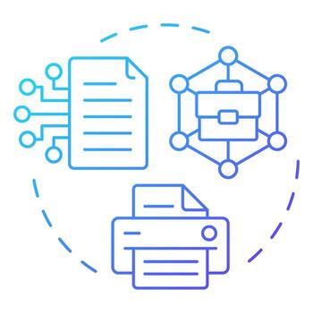 digitalización azul degradado concepto icono. papeleo organización, datos Procesando. redondo forma línea ilustración. resumen idea. gráfico diseño. fácil a utilizar en infografía, presentación vector