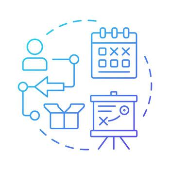 IT roadmap blue gradient concept icon. Strategy planning, business goal. Time management. Round shape line illustration. Abstract idea. Graphic design. Easy to use in infographic, presentation vector