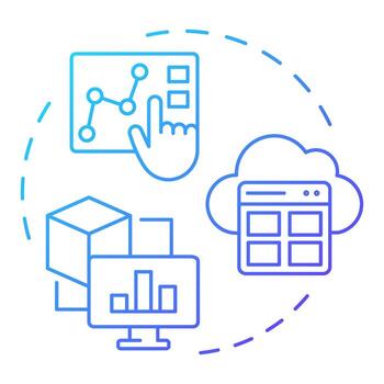 Digitalization blue gradient concept icon. Data analysis, statistics. Cloud technology. Round shape line illustration. Abstract idea. Graphic design. Easy to use in infographic, presentation vector