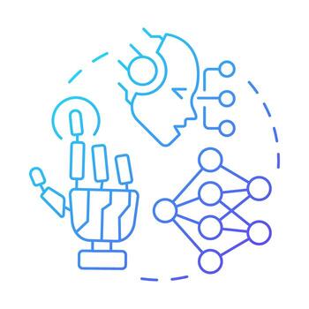 Composite AI blue gradient concept icon. Machine learning, artificial intelligence. Round shape line illustration. Abstract idea. Graphic design. Easy to use in infographic, presentation vector