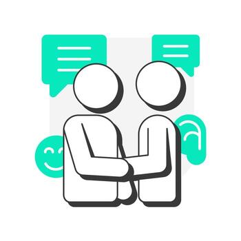 Attitude flat outline concept icon. Social networking, friendship trust. Help, support. Personality mood. Modern line illustration with green glyphs. Conceptual visual. Easy to edit vector