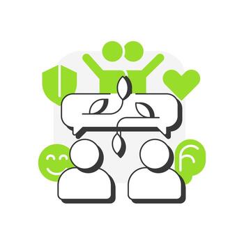 alienta franqueza plano contorno concepto icono. social relaciones, redes. conversación, diálogo. moderno línea ilustración con verde glifos. conceptual visual. fácil a editar vector