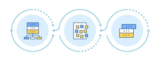 datos administración infografía 3 pasos. base de datos, servidores. información organización. moderno tecnología. fluir gráfico infográfico. editable informacion gráficos íconos vector