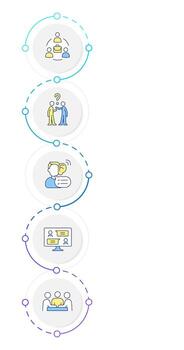 Leadership responsibilities infographic design template. Team communication, dispute. Data visualization 5 options. Process vertical flow chart vector