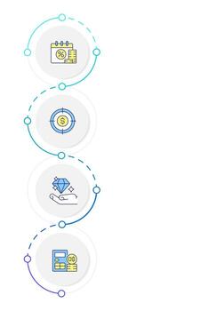 Budgeting methodology infographic design template. Finance organization, management. Data visualization 4 options. Process vertical flow chart vector