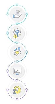 Business analysis benefits infographic design template. Customer satisfaction, report quality. Data visualization 5 options. Process vertical flow chart vector