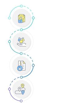 Business transparency infographic design template. Customer service. Human resources. Data visualization 4 options. Process vertical flow chart vector