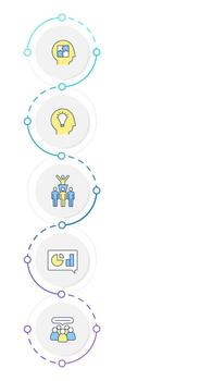 Leadership skills infographic design template. Personal growth, communication. Data visualization 5 options. Process vertical flow chart vector